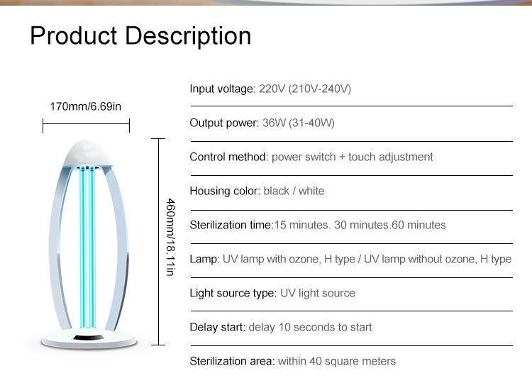 Ultraviolet Lamp UVC UV Lighting Disinfection Germicidal Germicidal Tube Light