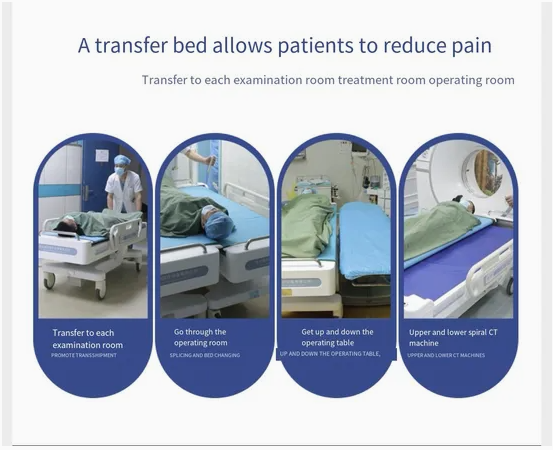 Medical Device Patient Transfer Trolley Car Transport Hospital Transfer Bed / 3